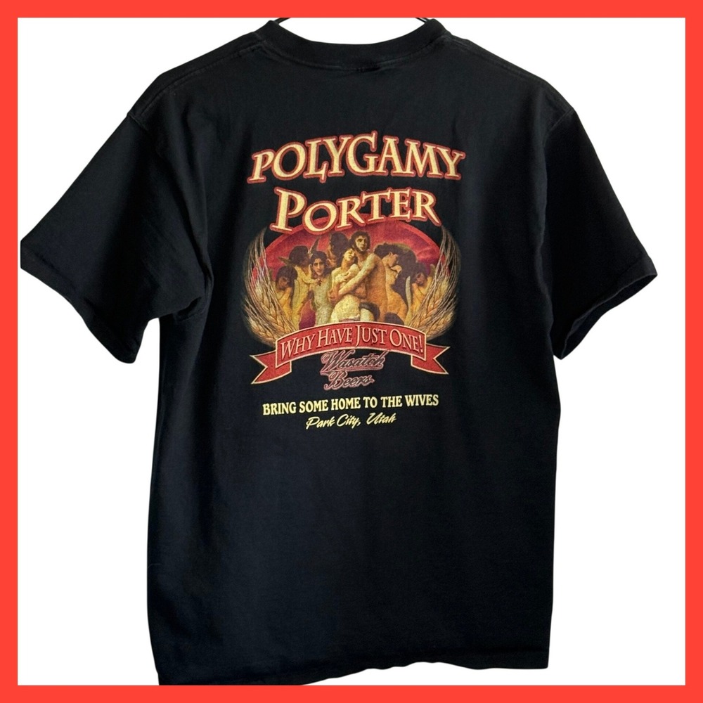 Wasatch Beers Polygamy Porter Shirt Mens Medium Black Park City Utah Brewery Tee - Picture 3 of 5